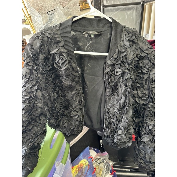Endless Rose Jackets & Blazers - Endless Rose Black 3D Floral Bomber Jacket Women's Size S/M